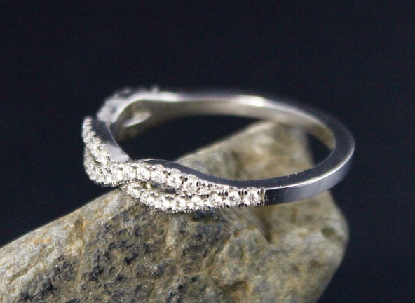 CT Round Cut White Diamond White Gold Over On 925 Sterling Silver Twisted Infinity Wedding Band Ring
