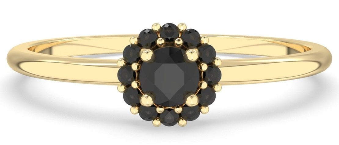 1 CT Round Cut Black Cubic Zirconia Diamond 925 Sterling Sliver Women Engagement Halo Ring - atjewels.in