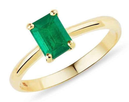 2 CT Emerald Cut Green Emerald Diamond 925 Sterling Silver Women Engagement Solitaire Ring