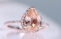 2 CT Pear Cut Peach Sapphire Rose Gold Over On 925 Sterling Silver Halo Engagement Ring