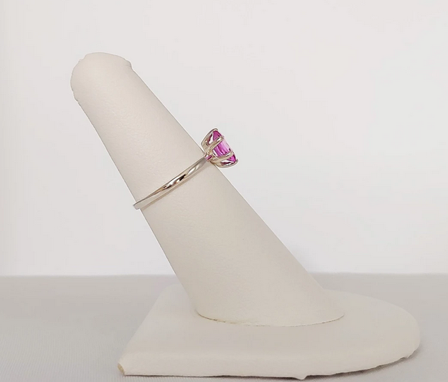 1 CT Oval Cut Pink Sapphire White Gold Over On 925 Sterling Silver Solitaire Engagement Ring