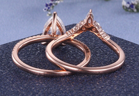 1 CT Pear Cut Rose Gold Over On 925 Sterling Silver Wedding Bridal Ring Set