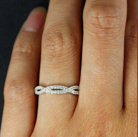 1.20 CT Round Cut White Diamond White Gold Over On 925 Sterling Silver Twisted Infinity Wedding Band Ring