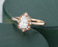 1 CT Pear Cut Rose Gold Over On 925 Sterling Silver Anniversary Ring For Women