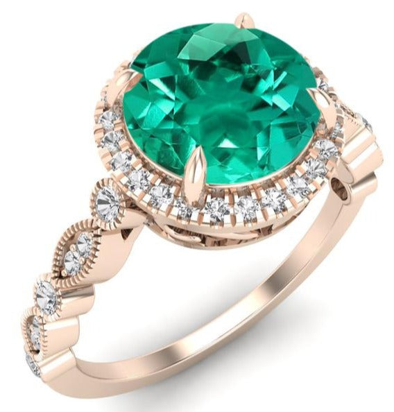 2 CT Round Cut Green Emerald Diamond 925 Sterling Silver Engagement Birthday Ring Gift For Her - atjewels.in