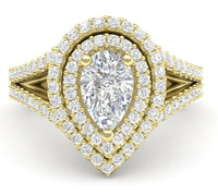 1 CT 925 Sterling Silver Pear Cut Diamond Anniversary Wedding Halo Ring