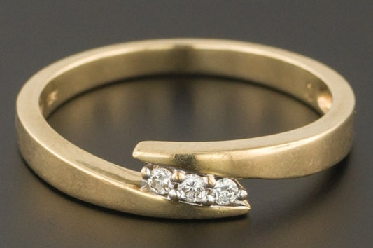 0.10 CT Round Cut 3 Stone Diamond 925 Sterling Silver Women Engagement Bypass Ring