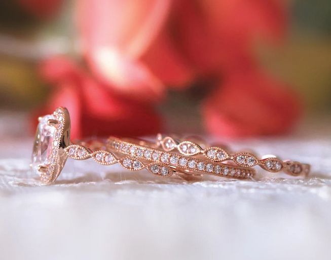 CT Oval Cut Rose Gold Over On 925 Sterling Silver Halo Wedding Bridal Trio Ring Set