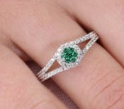 0.20 CT Round Cut Emerald Green Diamond 925 Sterling Silver Women Engagement Ring