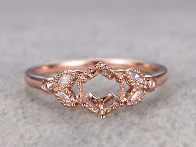 1/4CT Diamond 14k Rose Gold Over Semi Mount Flower Leaf Engagement Womens Ring - atjewels.in