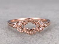 1/4CT Diamond 14k Rose Gold Over Semi Mount Flower Leaf Engagement Womens Ring - atjewels.in