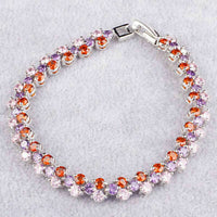 25 CT Round Amethyst Pink Sapphire 14k White Gold Over Cluster Tennis Bracelet - atjewels.in