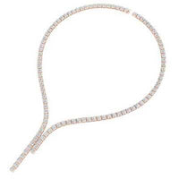 25 CT Brilliant Round Cut Diamond 14k Rose Gold Over Tassel Tennis 18" Necklace - atjewels.in