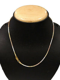 Solid 14k Tri Tone Gold Over 925 Silver Rope Chain 16" Strand Unisex Necklace - atjewels.in