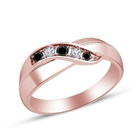1/2 CT Round Cut Diamond Solid 14k Rose Gold Over Wedding Anniversary Band Ring - atjewels.in