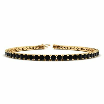 925 Sterling Silver 8 CT Round Cut Black Diamond Women's Tennis 7" Bracelet
