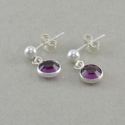 14k White Gold Over 925 Sterling Round Cut Amethyst Drop Dangle Women's Earrings - atjewels.in