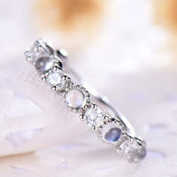 1CT Round Cut Moonstone 14k White Gold FN Diamond Eternity Anniversary Band Ring - atjewels.in