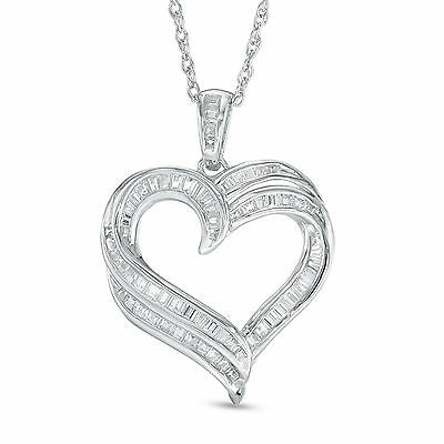 1.5 CT Baguette Cut Diamond 14k White Gold Over Twins Love Heart Womens Pendanat - atjewels.in
