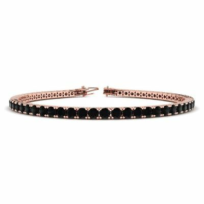 925 Sterling Silver Over 8 CT Round Cut Black Diamond Tennis 7" Women's Bracelet