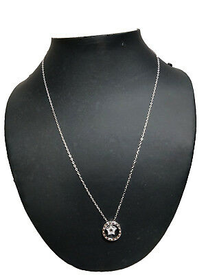 14k White Gold Over Round Cut Diamond Star Circle Pendant 16" W/Chain Necklace - atjewels.in