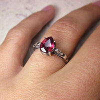 1/2 CT Pear Cut Red Ruby 14k White Gold Over Solitaire Engagement Women's Ring - atjewels.in