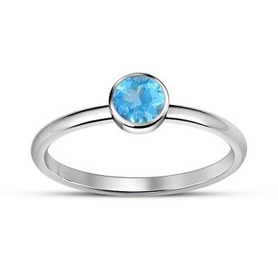 1/2 Ct Round Cut Aquamarine 14K White Gold Over Solitaire Engagement Womens Ring - atjewels.in