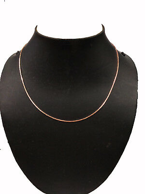 14k Solid Rose Gold Over 925 Sterling Silver Box Chain 18" Necklace for Unisex - atjewels.in