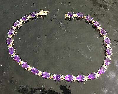 12 CT Oval Cut Amethyst 14k Yellow Gold Over Wedding Women's Link 8" Bracelet - atjewels.in