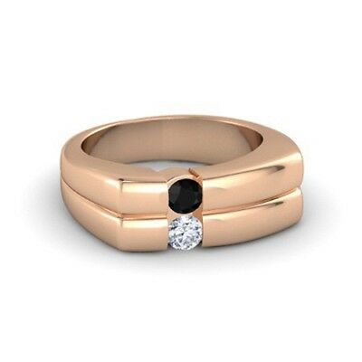 0.20 Ct Round Cut Diamond 14k Rose Gold Over Two Stone Men's Wedding Band Ring - atjewels.in