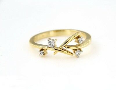 Round Cut Diamond 14k Yellow Gold Finish On 925 Sterling Silver Bypass Engagement Wedding Ring For Women's