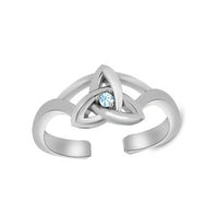 Round Cut 14k White Gold FN Aquamarine Trinity Midi Adjustable Toe Ring Women's - atjewels.in