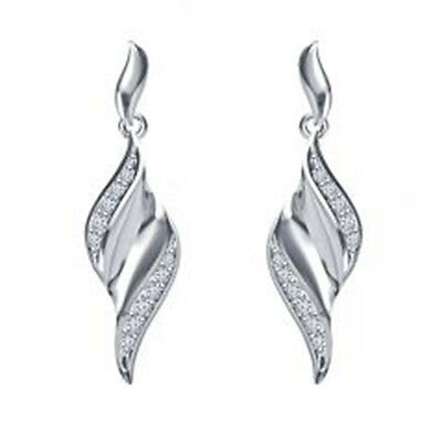 14k White Gold Over Round Cut White Diamond Fancy Dangle Earrings For Women's - atjewels.in