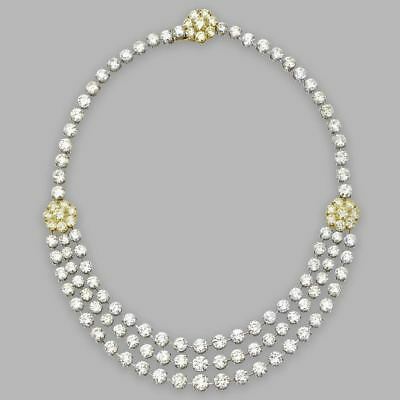 50CT Round Cut American Diamond Three Rows, Engagement Wedding Necklace - atjewels.in