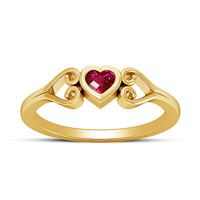 Heart Cut Pink Sapphire 14k Yellow Gold Over Solitaire Love Engagement Ring - atjewels.in