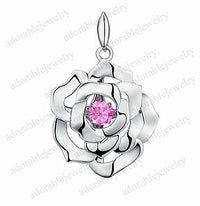 Lovely 925 Sterling Silver Round Cut Pink Sapphire Flower Pendant For Women CZ - atjewels.in