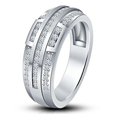 1.5 CT Round Cut Diamond 14K White Gold Over Engagement Wedding Band Womens Ring - atjewels.in