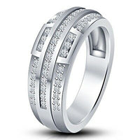 1.5 CT Round Cut Diamond 14K White Gold Over Engagement Wedding Band Womens Ring - atjewels.in