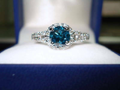 14k White Gold Over 2CT Round Cut Blue Topaz Split Shank Engagement Diamond Ring - atjewels.in