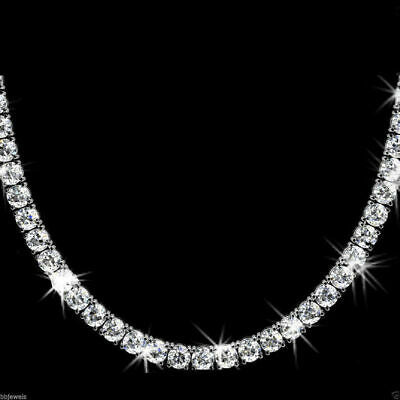 45 CT Round Cut D/VVS1 Diamond 14k White Gold Over Wedding Tennis 16" Necklace - atjewels.in