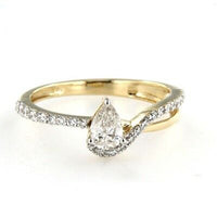 1/2 CT Pear Cut Diamond 14k Yellow Gold Over Solitaire w/Accents Engagement Ring - atjewels.in
