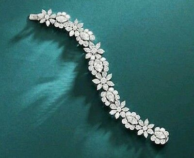 20CT Marquise & Round Cut Diamond 14k White Gold FN Flower Style Tennis Bracelet - atjewels.in