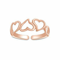 Women's Special Jewelry 14k Rose Gold Over Triple Open Heart Adjustable Toe Ring - atjewels.in
