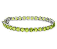 5 Ct Round Cut Green Peridot 14k White Gold Over 7" Tennis Engagement Bracelet - atjewels.in