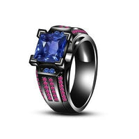 2 Ct Black Gold Over Princess Cut Blue & Pink Sapphire Womens Engagement Ring - atjewels.in