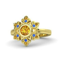 1CT Round Cut Citrine Sapphire 14k Yellow Gold Over Wedding Disney Princess Ring - atjewels.in