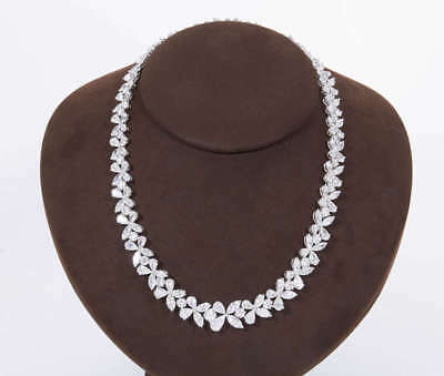 50 CT Multi-Cut Diamond 14k Solid White Gold Over Tennis 16" Women's Necklace - atjewels.in