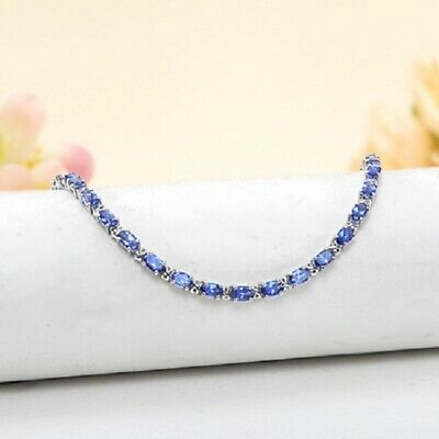 15 CT Brilliant Oval Cut Tanzanite 14k White Gold Over Womens Tennis 7" Bracelet - atjewels.in