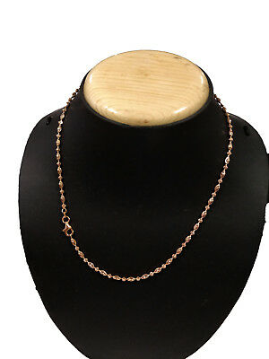 Solid 14k Rose Gold Over 925 Silver Beaded Chain 26" Strand Unisex Necklace - atjewels.in