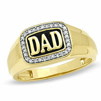 1/2 CT Round Cut VVS1/D Diamond 14k Solid Yellow Gold Over "DAD" Ring For Men's - atjewels.in